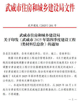 2025年4季度武威工程信息价网期刊封面