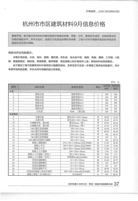 杭州市2016年9月建材造价信息PDF第一页