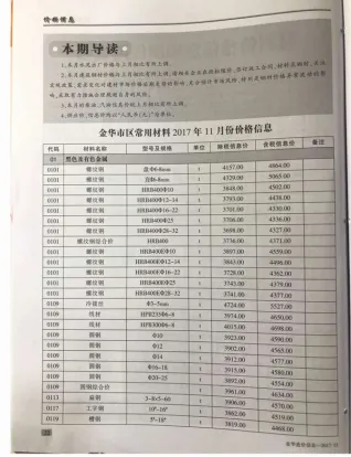 金华市2017年11月造价信息简介首图