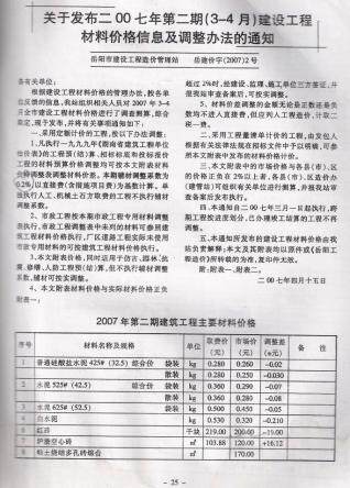 岳阳市2007年第2期造价信息期刊PDF电子版