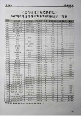 义乌2017年2期造价信息