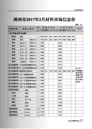 湖州市2017年第2期造价信息期刊PDF电子版