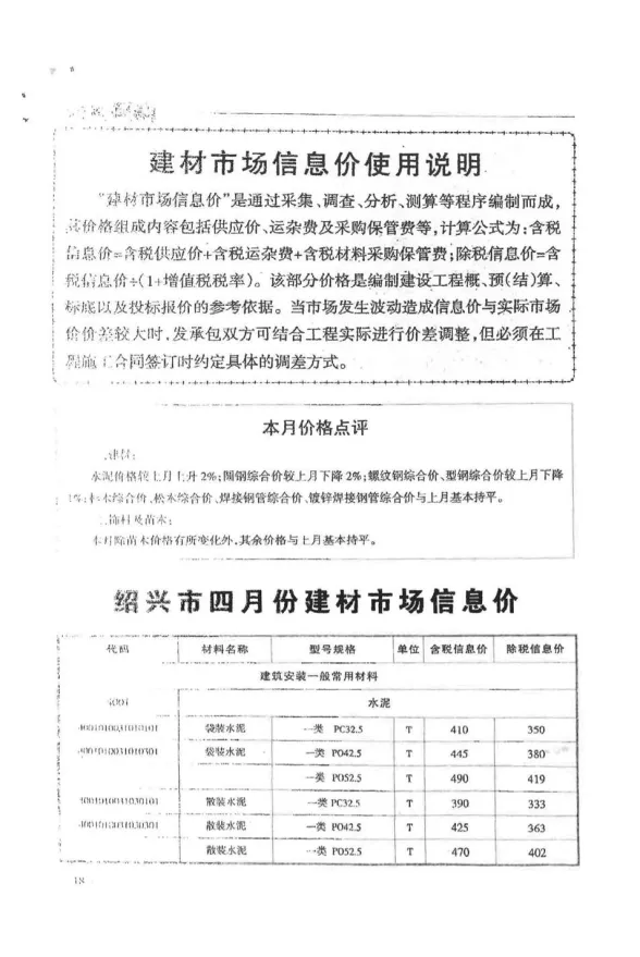 绍兴市2017年4月建设工程造价管理信息封面
