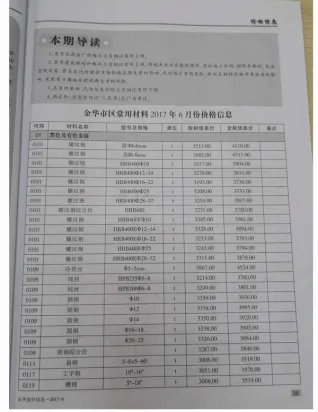 金华市政府2017年6月造价信息pdf