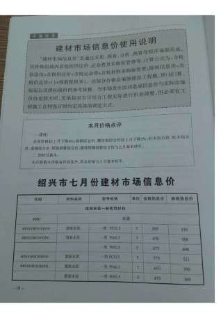 绍兴2017年7月造价信息