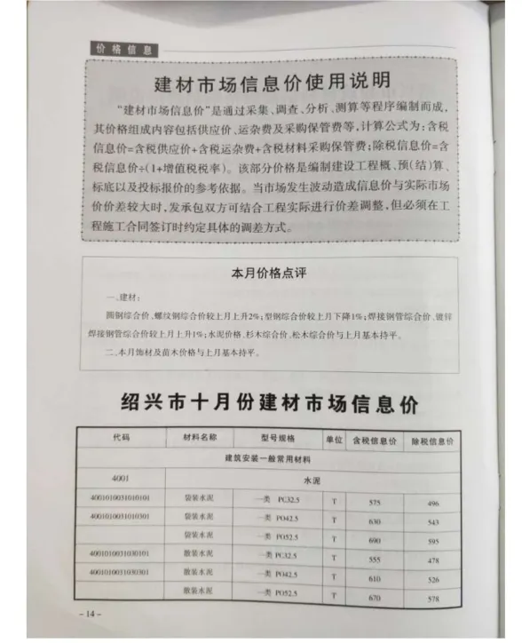 绍兴市2018年10月建设工程造价管理信息封面