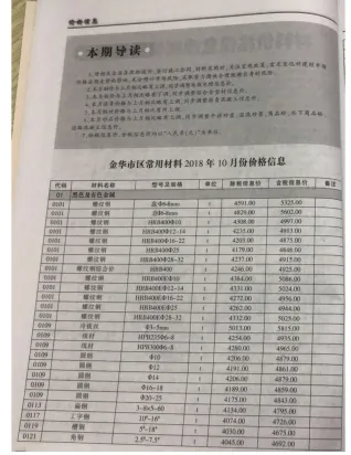 金华市造价信息2018年10月含义介绍首图(工程材料汇编)