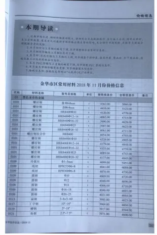 金华市造价信息2018年11月内容背书首图