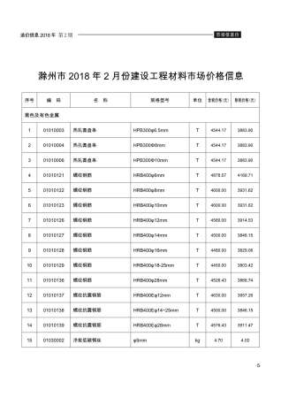 滁州2018年2期造价信息