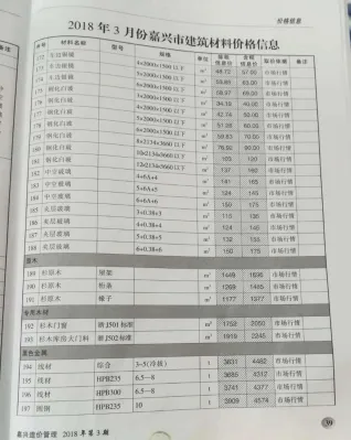嘉兴市造价信息2018年3期取定说明首图