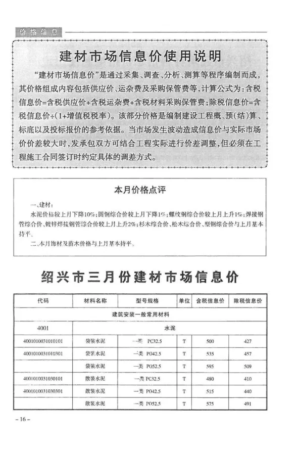 绍兴市2018年3月建设工程造价管理信息封面