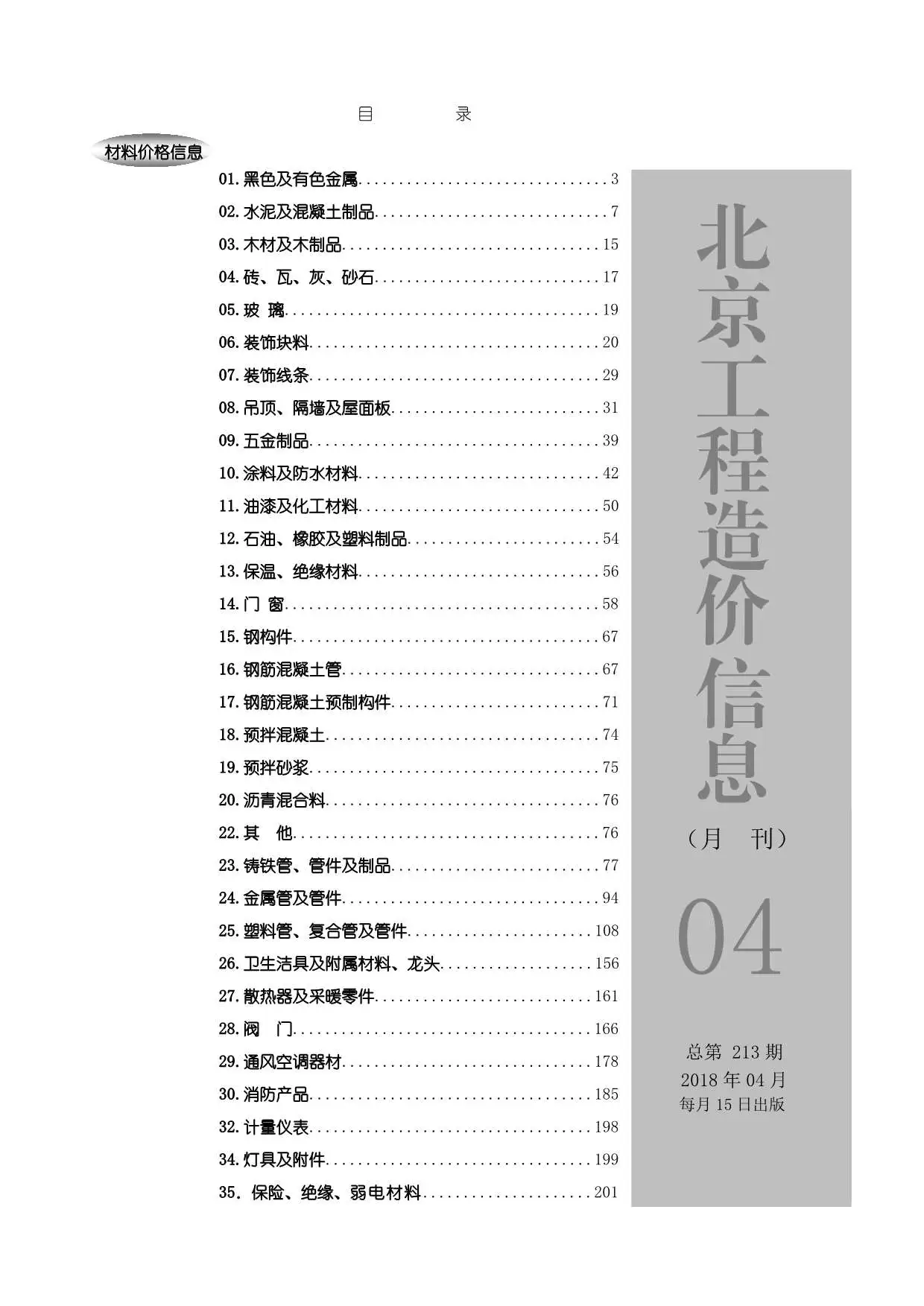 2018年第4期北京建设工程造价信息