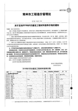 常州2018年5期造价信息