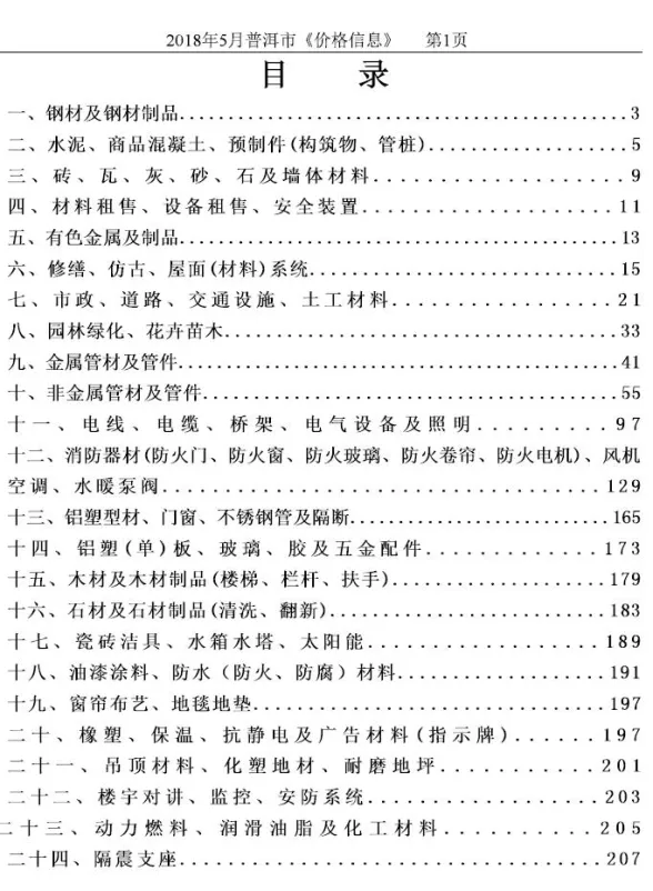 普洱市2018年5月建材价格PDF第一页