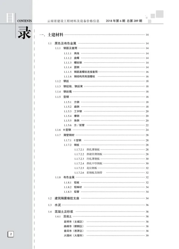云南省2018年6月建材价格PDF第一页