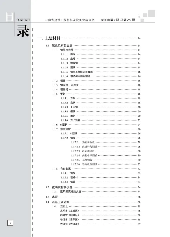 云南省2018年7月建材价格PDF第一页