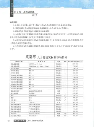 2019年成都工程造价信息