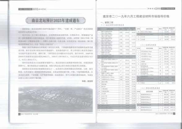 南京市2019年第6期招标造价信息