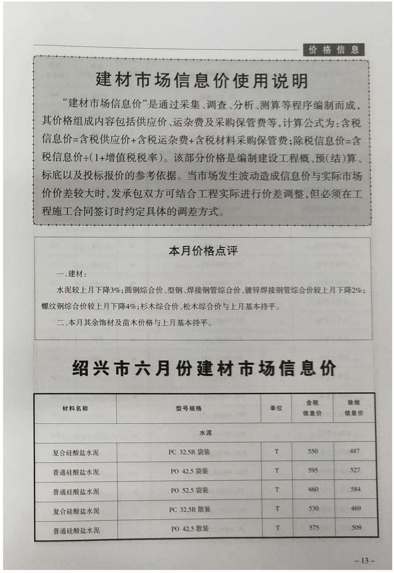绍兴市2019年6月造价信息期刊PDF扫描件