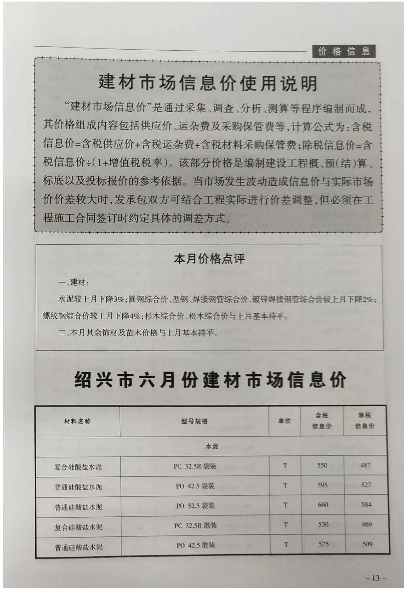 2019年第6期绍兴市建设工程造价管理信息