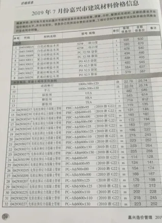 嘉兴市2019年7月电子版造价管理综合信息