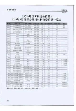 义乌市2019年9月造价信息取定说明首图