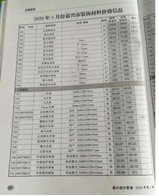嘉兴2020年1期造价信息