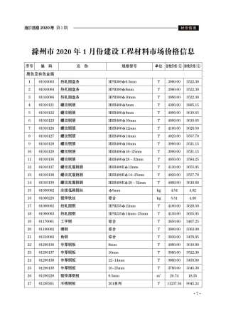 滁州2020年1期造价信息