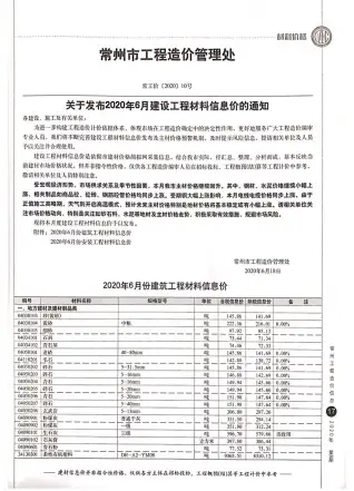 常州市2020年第6期电子版工程造价信息