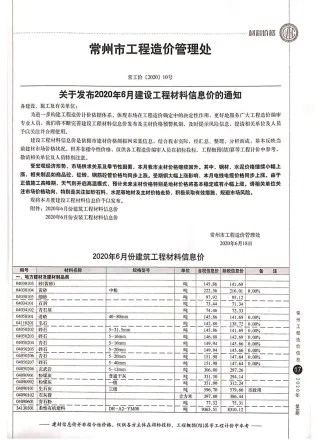 常州市2020年6月造价信息pdf