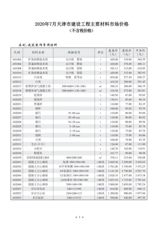 天津市2020年7月造价信息pdf效果页