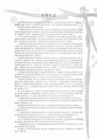 2012年第3期武汉建筑管材工程造价信息价电子版