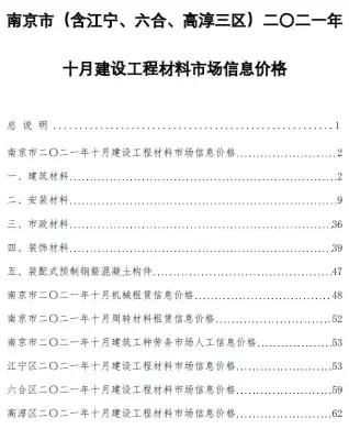 南京市2021年10月造价信息pdf