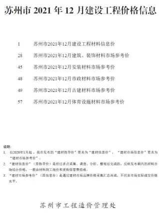 2021年12月苏州建设工程价格信息电子版