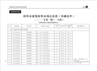 蚌埠市造价信息2021年1期含义介绍首图(施工建材取价指导)