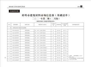 蚌埠2021年2期造价信息