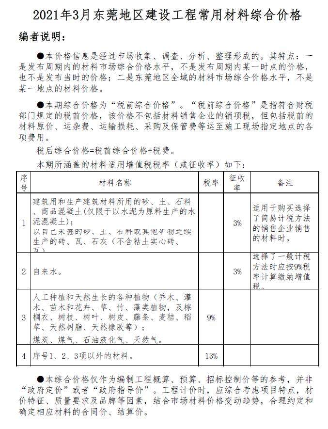 东莞市2021年3月造价信息造价信息期刊PDF扫描件