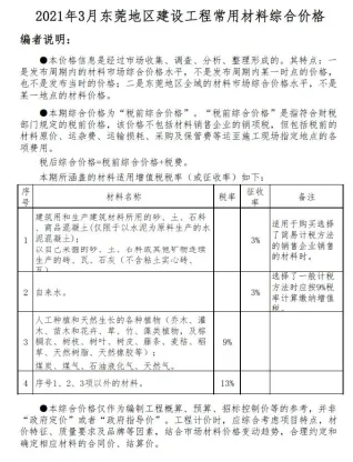 东莞市2021年3月造价信息pdf