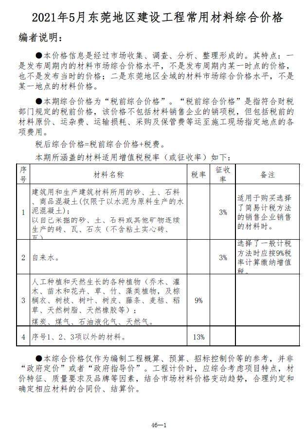 东莞市2021年5月造价信息造价信息期刊PDF扫描件