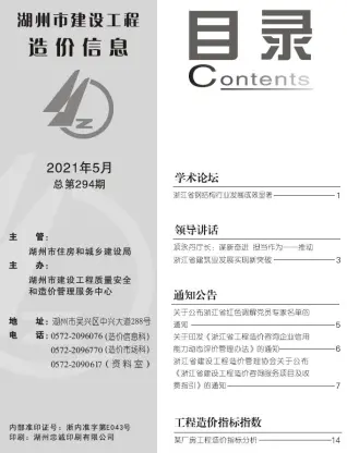 2021年湖州五金建材工程造价信息价第一页