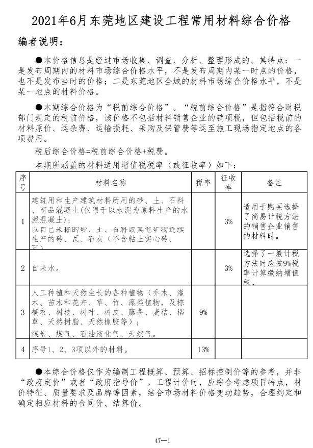 东莞市2021年6月造价信息造价信息期刊PDF扫描件
