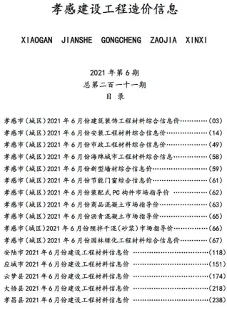 2021年孝感油漆涂料工程造价信息价第一页