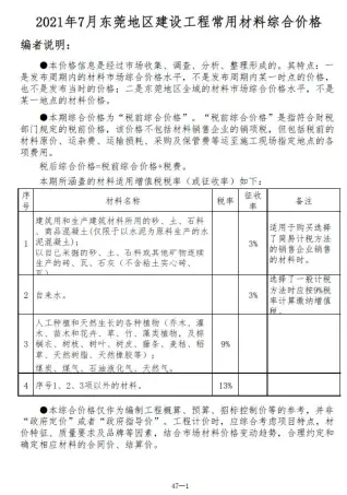东莞2021年7月工程造价信息价PDF电子版