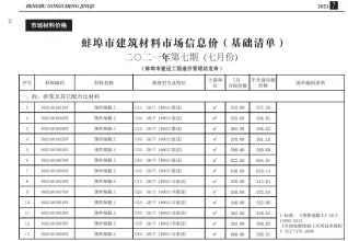 蚌埠市造价信息2021年7月详解首图