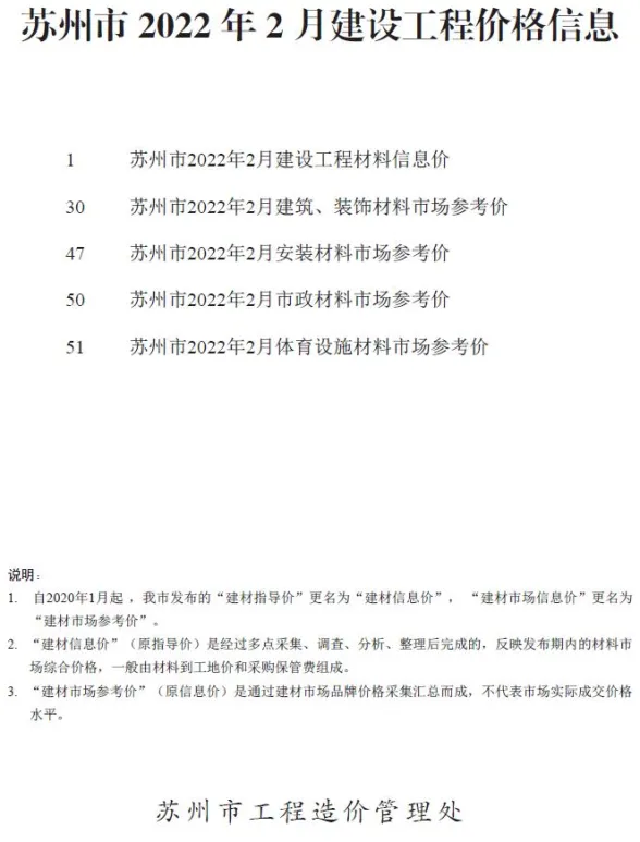 苏州2022年2月建材指导价