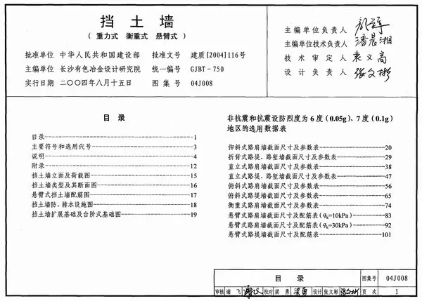 04J008挡土墙(重力式衡重式悬臂式)