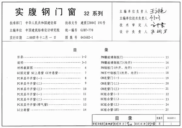 04J602-1实腹钢门窗32系列