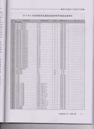 贵州省2013年第8期造价信息期刊PDF电子版